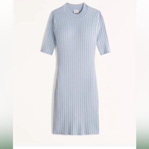 Abercrombie & Fitch Light Blue Ribbed Knit Mockneck Mini Sweater Dress size S